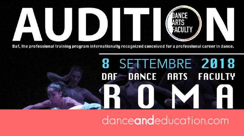 Audition Daf Dance Arts Faculty Season 2018-2019- Professional Department, Sept 8th, 2018