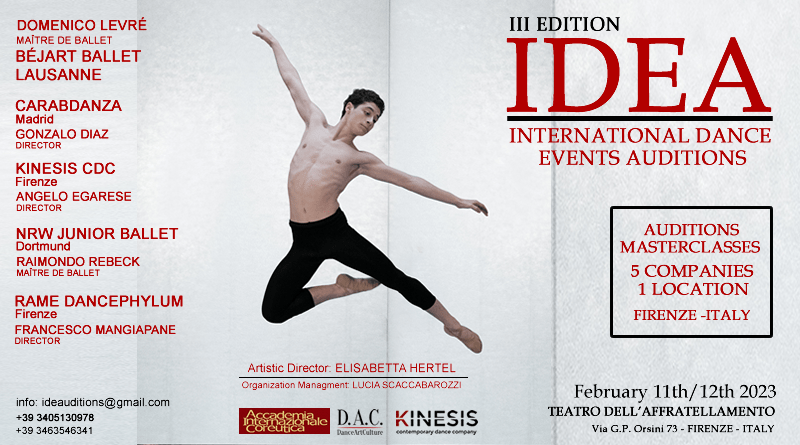 IDEA INTERNATIONAL DANCE EVENTS AUDITION - III° Edition - AUDITIONS AND MASTERCLASSES