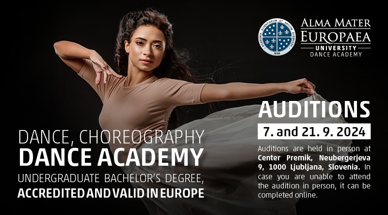 Alma Mater Europaea Dance Academy Accredited Bachelor's Degree in Dance and Choreography. Auditions for Academic Year 2024-2025