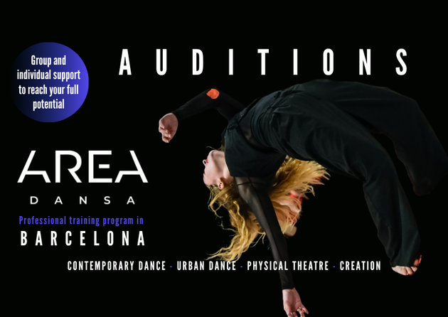 Open call for the Professional Training Program in Dance, Physical Theatre & Creation 2026-2027 (Area Dansa in Barcelona, Spain)