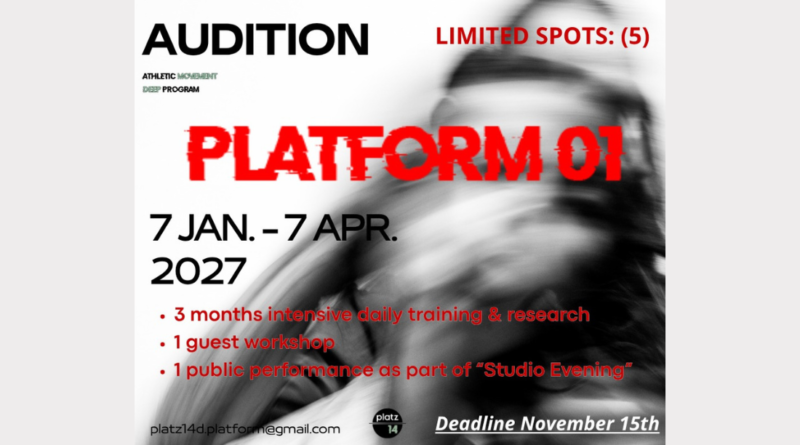 PLATFORM 01 - PLATZ14 - ONLINE AUDITIONS